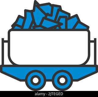 Mine Coal Trolley Icon. Editable Bold Outline With Color Fill Design. Vector Illustration. Stock Vector