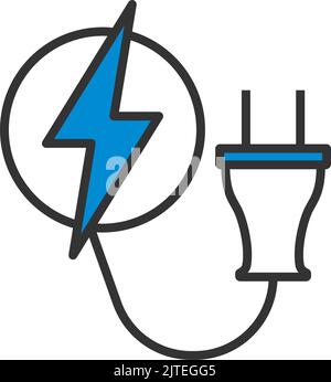 Electric Plug Icon. Editable Bold Outline With Color Fill Design. Vector Illustration. Stock Vector