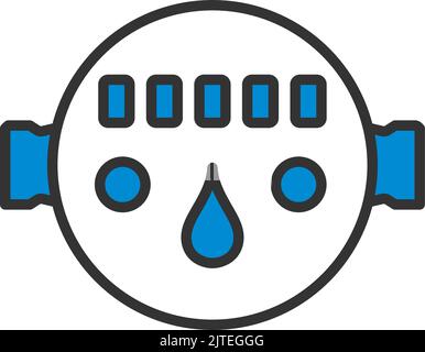 Water Meter Icon. Editable Bold Outline With Color Fill Design. Vector Illustration. Stock Vector