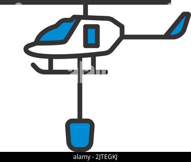 Fire Service Helicopter Icon. Editable Bold Outline With Color Fill Design. Vector Illustration. Stock Vector