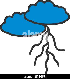 Clouds And Lightning Icon. Editable Bold Outline With Color Fill Design. Vector Illustration. Stock Vector