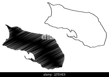 Coche island (Bolivarian Republic of Venezuela, Cenrtal America, Caribbean islands) map vector illustration, scribble sketch Isla de Coche map Stock Vector