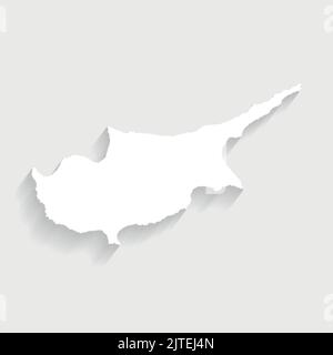 Simple white Cyprus map on gray background, vector, illustration, eps 10 file Stock Vector