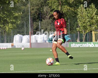 Italy, Milan 28th Aug, GK Babb Selena Delia AC Milan woman team, warming up before the game against Fiorentina Stock Photo