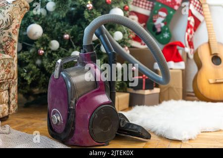 christmas tree vacuum cleaner, cleaning up Stock Photo