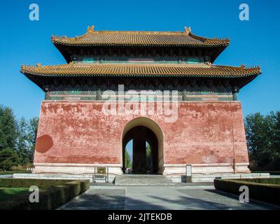 The sacred way is one of the most ancient roads to Ming Tombs in Beijing China. The ruins show the historical Chinese imperial culture Stock Photo