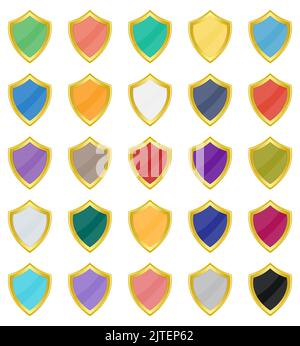Collection of icons of colored shields. Stock Vector