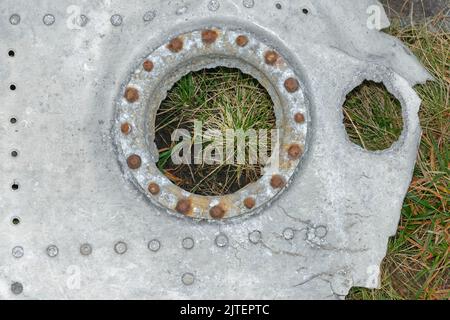 Canadian Air Force 1944 WWII Wellington Bomber MF509 wreckage detail, Carreg Coch, Brecon Beacons, Wales, UK, October 2021. Stock Photo