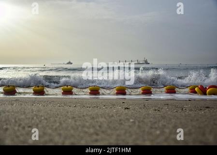 Bulk carrier sinking off eastside coastline, Gibraltar - 30th August 2022 Stock Photo