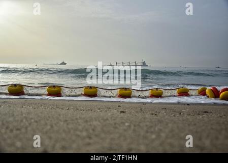 Bulk carrier sinking off eastside coastline, Gibraltar - 30th August 2022 Stock Photo