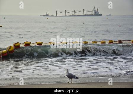 Bulk carrier sinking off eastside coastline, Gibraltar - 30th August 2022 Stock Photo