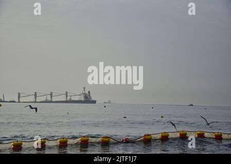 Bulk carrier sinking off eastside coastline, Gibraltar - 30th August 2022 Stock Photo