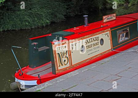 Titus No3 Saltaire Trip Boat, Leeds Liverpool Canal, at Saltaire, Shipley,  West Yorkshire, England, UK, BD98 8AA Stock Photo