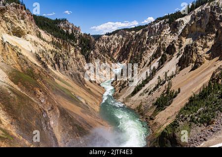 Grand Canyon of the Yellowstone as seen from Brink of the Lower Falls, Yellowstone National Park, Wyoming, USA Stock Photo