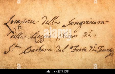 old yellowed sheet with few writings Stock Photo