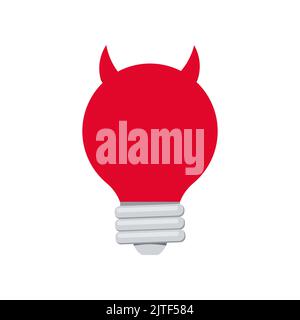 Devil light bulb vector icon for creativity think and problem solving. Stock Vector