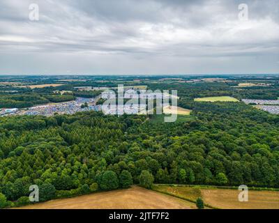 Aerial view over Leeds Festival in Bramham Park Stock Photo