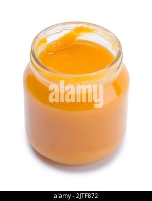 Small Open Jar of Baby Food Cut Out Stock Photo
