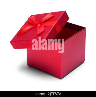 Small Square Red Present Box Cut Out. Stock Photo
