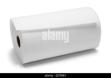 Tipped Over Roll of Paper Towels Cut Out. Stock Photo