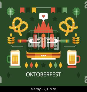 Oktoberfest celebration flat vector illustration Stock Vector Image ...