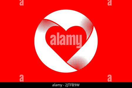 Heart shape inside a circle with halftone texture. Love Symbol button. Vector illustration Stock Vector