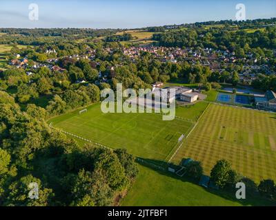 Aerial View Of The Village Green And Cricket Pitch At Meopham In Kent aerial-view-of-the-village-green-and-cricket-pitch-at-meopham-in-kent