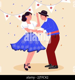 Flat illustration for chilean fiestas patrias celebration Vector illustration Stock Vector