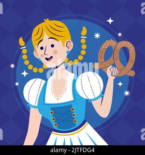 Flat oktoberfest celebration Vector illustration Stock Vector