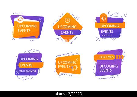 Gradient upcoming events labels Vector illustration Stock Vector