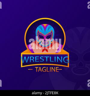 Gradient wrestling logo design Vector illustration Stock Vector