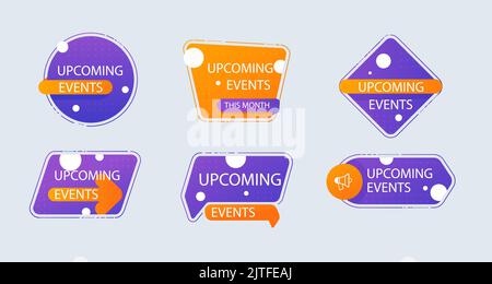 Gradient upcoming events labels Vector illustration Stock Vector