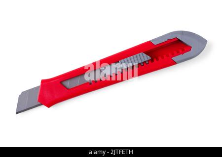 Stationery knife with replaceable blades isolated on white Stock Photo