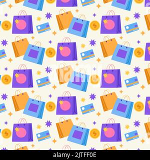 Hand drawn shopping pattern design Vector illustration Stock Vector