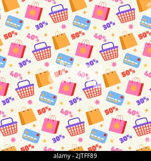 Hand drawn shopping pattern design Vector illustration Stock Vector