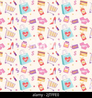 Hand drawn shopping pattern design Vector illustration Stock Vector