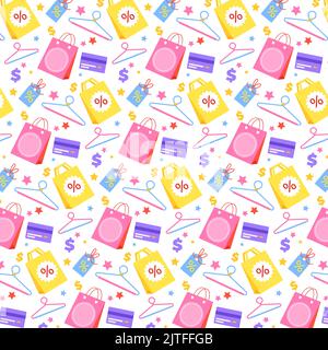 Hand drawn shopping pattern design Vector illustration Stock Vector