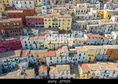 Aerial view of ancient small town of Calitri, near avellino, campania, italy Stock Photo