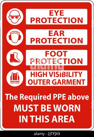 PPE Must Be Worn In This Area Sign Stock Vector