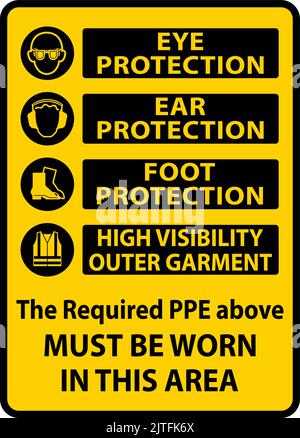 PPE Must Be Worn In This Area Sign Stock Vector