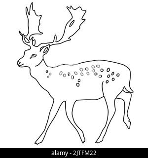 Deer outline silhouette vector illustration isolated on white background Stock Vector