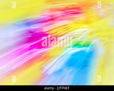 Shiny glitters blur defocused rainbow sky. Multicolored abstract bokeh rainbow circular background. Stock Photo