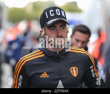 Jack Harrison of Leeds United arrives during the Premier League match
