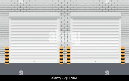 Vector Door with Rolling Shutters on white background. Vector illustration. Eps 10 Stock Vector