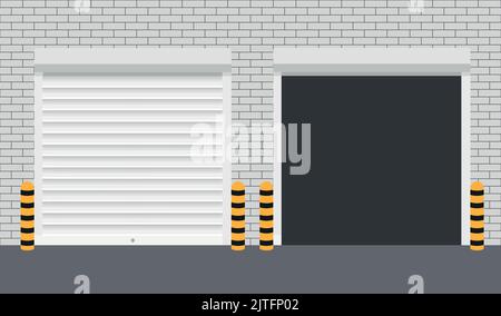Vector Door with Rolling Shutters on white background. Vector illustration. Eps 10 Stock Vector