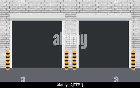 Vector Door with Rolling Shutters on white background. Vector illustration. Eps 10 Stock Vector