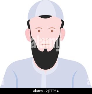 A hairy haired avatar Muslim man illustration stock vector Stock Vector