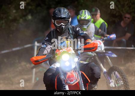 Pleyber-Christ, France - August, 28 2022: Bikers competing in the Armorikaine TT, a sporting event with free access on the last weekend of August. Stock Photo