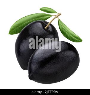 Black olives isolated on white background Stock Photo