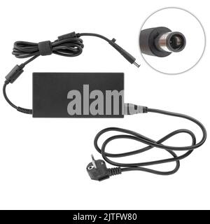 laptop power adapter, computer accessory, isolated on white background Stock Photo